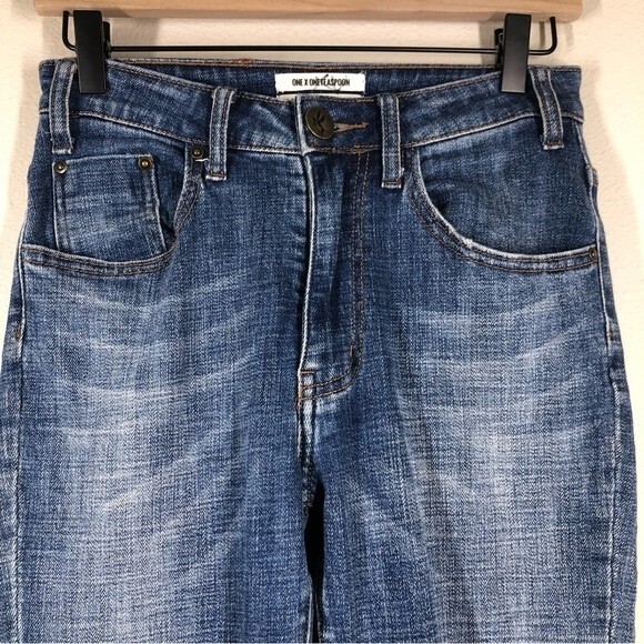 One Teaspoon High Waist Freebird II Jeans Distressed Knees Raw Hem 26 - Picture 2 of 10